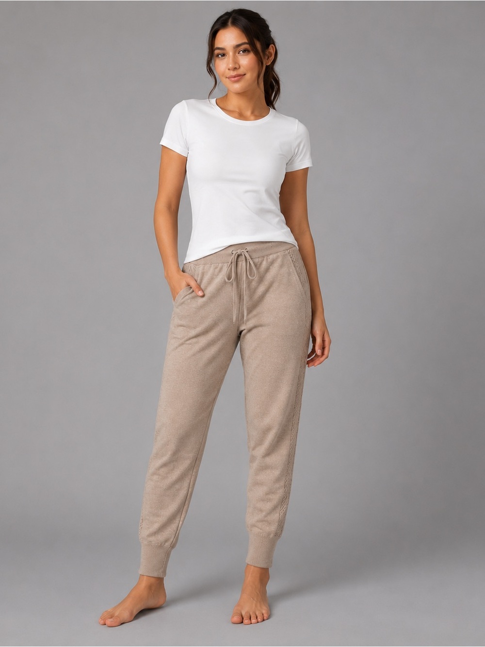 Calvin Klein Jeans Women’s Medium Beige Knit Jogger Sweatpants Lounge Pants M